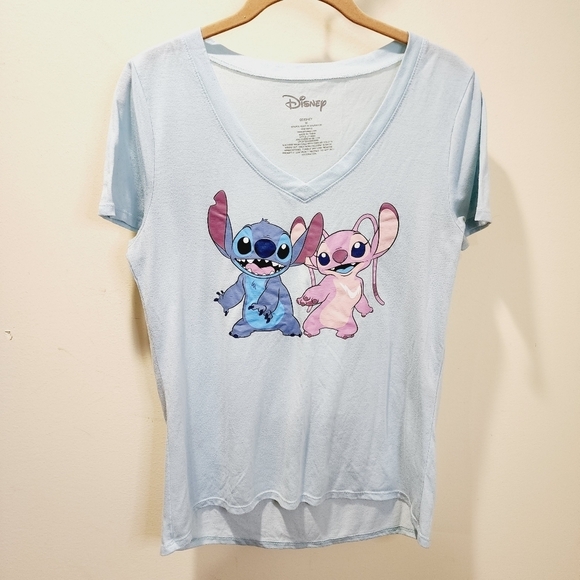 Disney Lilo and Stich blue V neck tshirt size M - Picture 4 of 8